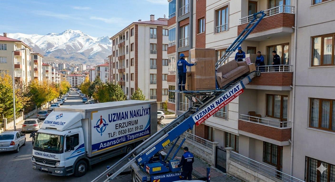 Erzurum Uzman Nakliyat asansörlü taşıma aracı Palandöken manzarasında